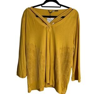 DESIGUAL TS Lorren Top NWT $79 Embellished Design V Neck Size XL (US L)